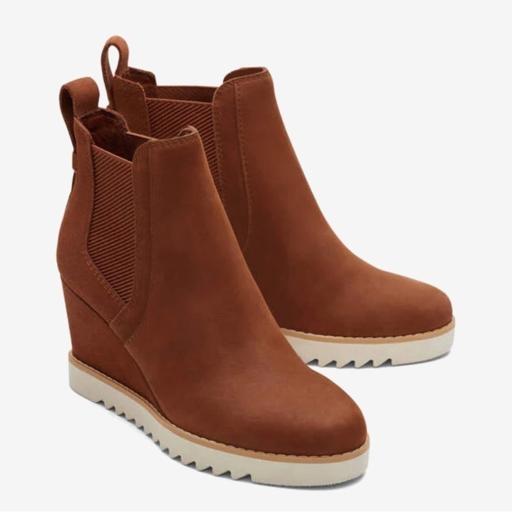 Toms Women's Maddie Water-Resistant Wedge Lug Sole Booties size‎ 10M